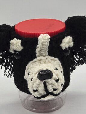 Boarder Collie Back & White Breed Puppy Dog Crochet   Handmade Cup Cozy Holder G